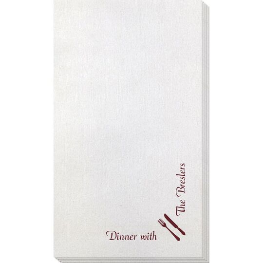 Corner Text with Fork and Knife Design Bamboo Luxe Guest Towels